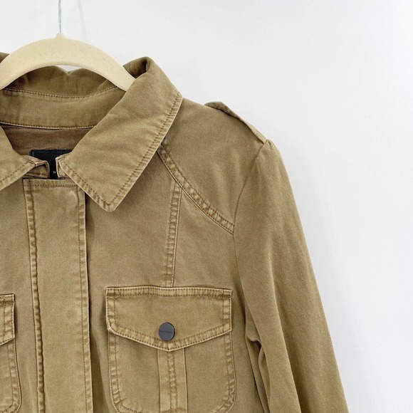 Sanctuary Street Smart Denim Utility Jacket Sz L Green Belted Collared Pockets - Picture 2 of 11